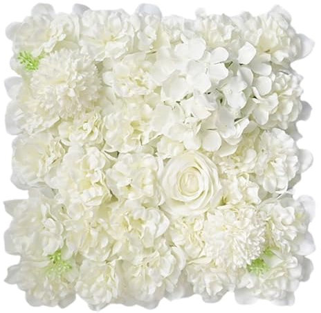 Simulierte Blumen-Hintergrundwand Rosenwand, Rosa Hortensienreihe Kunststoff-Blumendekoration Hochzeit Blumenbogen Künstliche Seidenblumenwand 35 X 35 cm Blumenpaneel Künstliche Blumenwand (Color : W