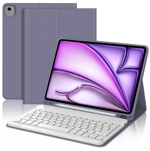 JADEMALL Custodia Tastiera per iPad Air 11 M2/M3/M4 2024/2025/2026, Italiano QWERTY Tastiera Bluetooth Rimovibile con Supporto Pencil per iPad Air 11 Pollici M2/M3/M4 2024/2025/2026, Viola