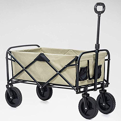 CCYENG Handwagen, zusammenklappbar, zum Ziehen, zusammenklappbar, tragbarer Strandwagen zum Rollen, ideal für den Einsatz im Garten, beim Camping, am Strand, bei Festi