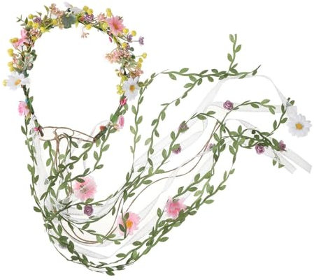 Whakano Blumenkranz Haare Haarkranz,Kommunion Hochzeit Blumen Stirnband Damen,Haarbände mit Verstellbarer Band,Kopfbedeckung Haarschmuck für Festival Party Hochzeit Strand Cosplay