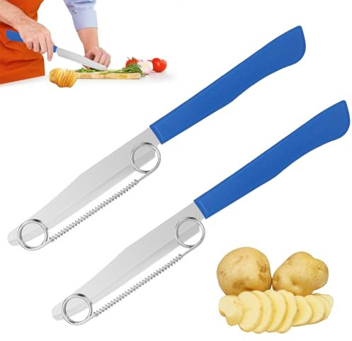 Pelador de 2 Piezas 3 En 1 Cuchillo Multifunción con Muelle Extraíble para Facilitar La Limpieza Cortador de Verduras para Cortar En Rodajas, Dados y Pelar Frutas y Verduras