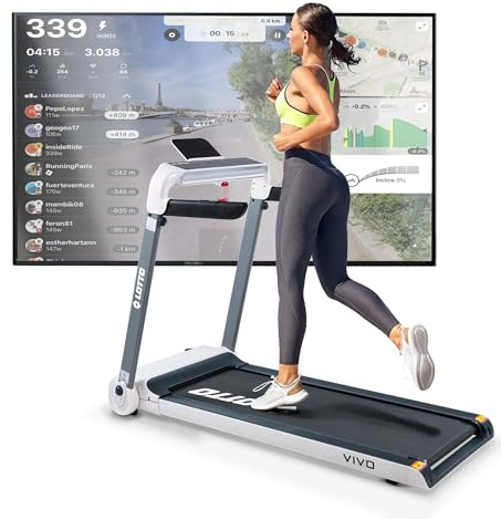 LOTTO Official Licensed Product Vivo Tapis de Course Electrique Pliable,2.5 HP, Max 120kg,Bluetooth Spax/Kinomap/Zwift,Inclinaison Automatique,Computer LED,1-15 km/h,121x46cm