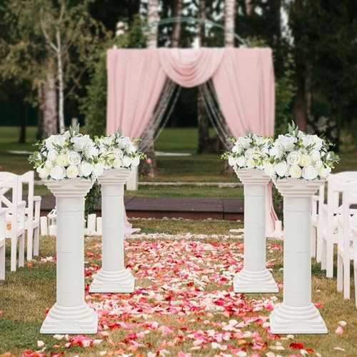Elegant White Wedding Event Decorative Roman Column Pedestal Plant Stand Pillars Decoration Party Flower Pot Set of 4