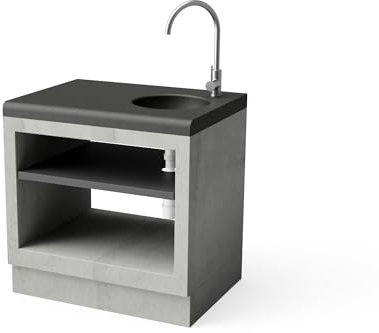 MAESTRO FERRETERO TUOZI Mudule Kitaway Pure Origin mit Spüle und Wasserhahn für vorgefertigten Grill, Grau, 84 x 63 x 63 cm, Verwendung im Freien