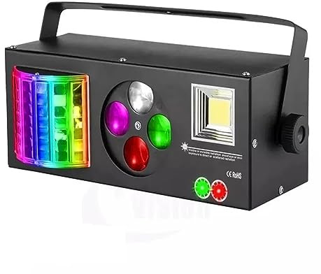 Luci Discoteca, 4 in 1 effetto LED Flash Gobo Strobe Derby Light DMX512 Disco Club Party Bar Light Auto Sound Stage Light Effect per Famiglia, Feste, Club, Matrimoni