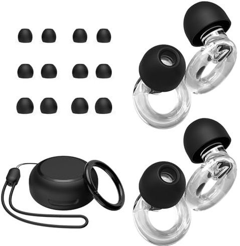 JUSTRVN Ear Plugs for Concert, 2 Pairs of Noise Reduction Earplugs 25dB-30dB with 8 Ear Tips&Carry case,Reusable Hearing Protection earplugs for Sleep,Social,Work,Focus&Noise Sensitivity