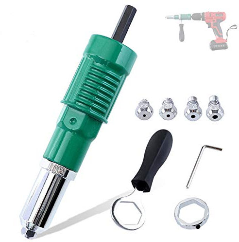 XNXYSMKJ Nietbohreradapter, elektrische Bohrmaschine manuelle Werkzeugmutter Nietpistole, Sechskantschaft Blindnietmutter Bohradapter, Nietdurchmesser 2,4-4,8 mm