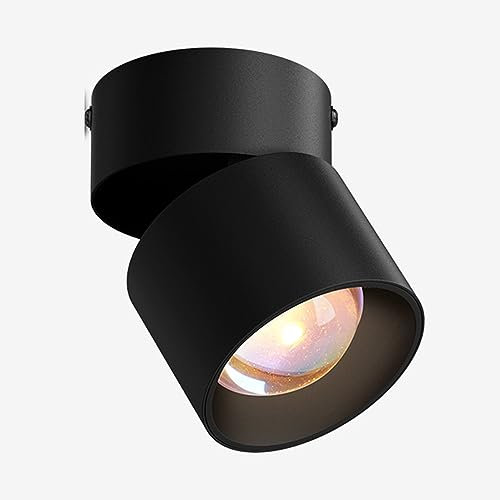 AWEITG Foco de Techo Lámpara de Puesta de Sol Accesorio de iluminación puntual de Montaje en Superficie Rotación Luz de proyección de Iris Mini focos direccionales for Sala de Estar Fotografía(Black,1