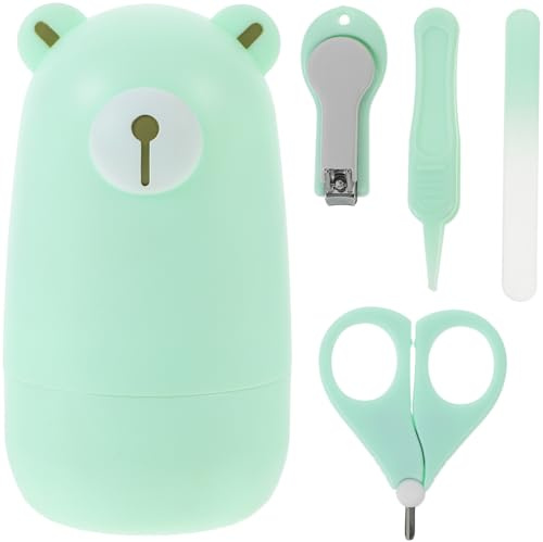 Warmhm 1 Satz Neugeborenen Nagelpflegeset Nagelschneider Nagelschere Nagelfeile Ergonomisches Design für Sichere Einfache Anwendung für Neugeborene Kleinkinder Grün