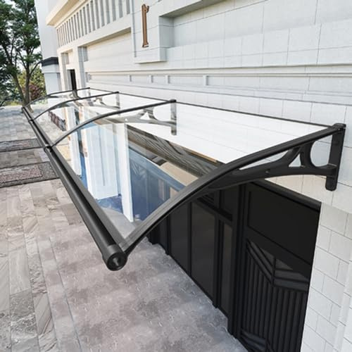 Toldo de policarbonato para puerta para protección al aire libre, diseño transparente y silencioso que mejora la estética de la entrada, ideal para patio y refugio de ventana