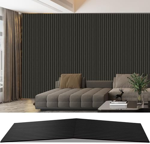 AKK-PANE Akustikpaneele Holz 240x60cm,1,44m² - Faltbar 3D Wandpaneele Holz, Akustik Paneele Wand für Küche, Wohnzimmer, Büro, Umweltfreundlich Holzpaneele Wand mit Schalldämpfung (Mirage Schwarz 22#)