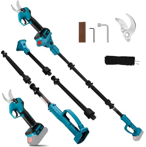 Akku Astschere Kompatibel mit Makita 18V, 2 in 1 Elektrische Gartenschere mit 2M Verlängerungsstange, Max.30 mm Schnittdurchmesser, LCD Display, Astschere Teleskop Ausziehbar bis 4,5m (ohne Akku)