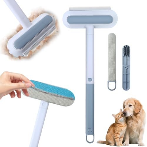 Épilateur à Poils d'animaux 3 en 1, Brosse Anti Poils Animaux avec Tige d'Extension Brosse Anti-Peluches Réutilisable pour Chat et Chien pour Canapé Tapis Vêtements Arbre à Chat