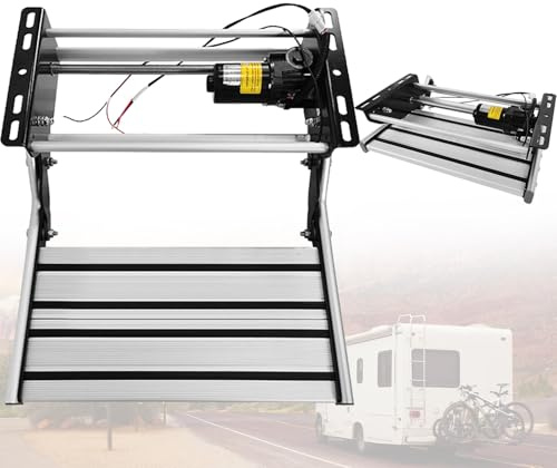 VNATWGOO Elektrische Wohnmobil-Trittstufe Aus Aluminiumlegierung, EIN-/Doppellagig, Klappbar, 12 V, Mit Led-Beleuchtung,SingleLayer