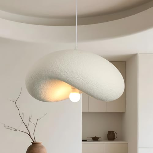 Moderner Kronleuchter im Wolkenstil, japanischer Kronleuchter im Wabi-Sabi-Stil, E27-Lampenschirme in Hutform für Deckenleuchten, 40 cm weiße Pendelleuchte für Esszimmer, Kücheninsel, Schlafzimmer
