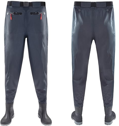 Pantaloni da pesca da uomo in nylon 3D, impermeabili, taglia 40-45, da donna, traspiranti, impermeabili, con stivali, per cantieri, pesca, fattorie, Blu scuro, 51