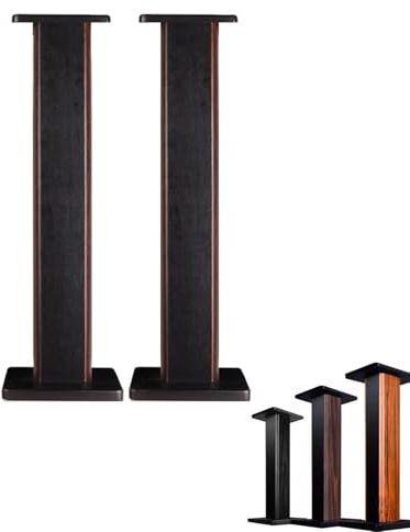 qodxcrfv Support Haut-Parleur (90cm) Anti-Chute - Pied d'Enceinte Satellite Bois pour Home Cinéma & Bibliothèque - Hauteur Réglable Son Immersif - Paire