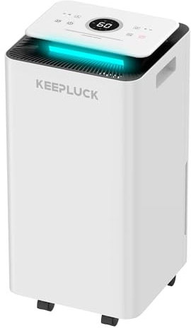 KEEPLUCK12L/day Dehumidifiers for Home, Dehumidifier with Laundry Drying,Digital Humidity Display, Sleep Mode, Continuous Drainage,Dust Filter and 24 Hour Timer