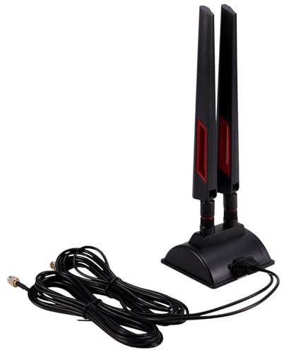 Flaroey Antena WiFi de base magnética de 2.4 GHz 5 GHz para enrutador, tarjeta de red inalámbrica, antena de doble banda, pin interior SMA
