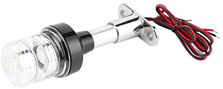 Tbest Feu de Signalisation LED pour Bateau, Lampe de Navigation à 360 Degrés, Poupe D'ancre Ronde pour Navires de Moins de 39 Pieds, Acier Inoxydable, Aluminium, Lentille PC Blanche (6 Pouces)