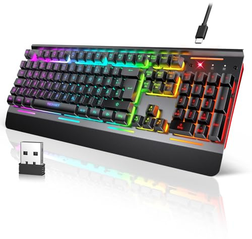 TECKNET Gaming-Tastatur Kabellos, QWERTZ-Tastatur, Deutsches Layout