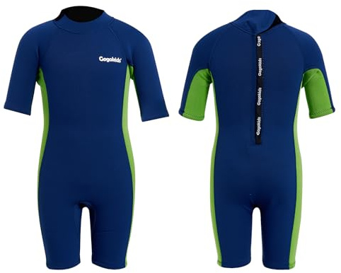 Gogokids Muta corta per bambini, 2,5 mm, in neoprene, a maniche corte, per bambini e bambine, per nuoto, surf, spiaggia, piscina, età 2-10 anni