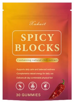 TRUERELIEF Spicy Blocks for Couples - Peach Flavor Intimacy Gummies, with Maca and Traditional Botanicals, Romantic Mood Enhancer for Women & Men (1)