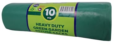Heavy Duty Garden Waste Bags Tear Puncture Resistant Leak-Proof Outdoor for Leaves Grass Branches Garden Rubbish 210 Pack(21 Rolls) Green 90L Refuse Sacks Extra Strong Bin Liners (80x100 cm)