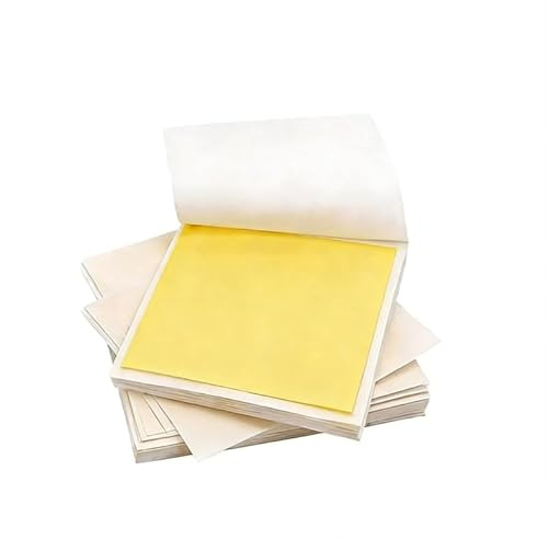 gsgfuis Blattgold Set 200 Stück, Goldfolie zum Basteln und Prägen 8.5x8cm, Bastelfolie Gold für Dekoration, Kunst und Handwerk