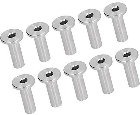Acouto 10Pcs Stainless Steel Protector Sleeves High Tensile Strength Fatigue Weatherproof Cable Railing Protector Sleeves3/16 Into Post to Tension Stainless Steel SleevesCable (1/8)