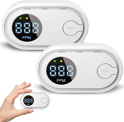 HOMELYLIFE Mini Carbon Monoxide Detector 2 Pack, EN50291 Standard CO Alarm