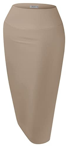 Reg and Plus Size Pencil Skirts for Women Below the Knee. Work,Weekends,Date Nights,Sexy Office Business Bodycon Skirts (Size Small, Khaki)