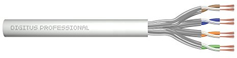 DIGITUS Câble de raccordement brut Cat-6A – 305 m – Non assemblé | Câble réseau U-FTP – LSZH – AWG 27/7 – 10 Gbit/s – 500 MHz – Compatible PoE+ – Gris