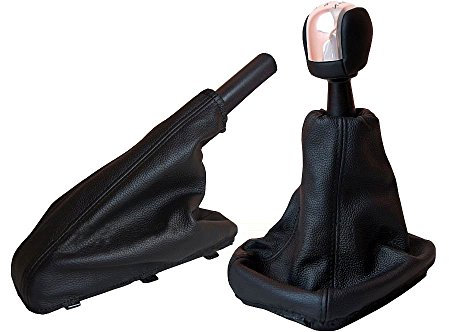 myshopx SH23 Set Schaltmanschette und Handbremsmanschette Schwarz Echt Leder