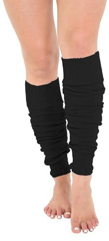 Crazy Chick® Deluxe Luxurious Ladies 80's Plain Ribbed Leg Warmers Legwarmers 12 Color TU TU (Black)