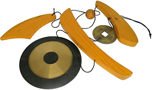 lachineuse – Windspiel mit Gong – Holz- und Metallspiel – chinesisches japanisches Metallspiel – ideal für draußen, drinnen, Garten – asiatische Zen-Feng-Shui-Atmosphäre