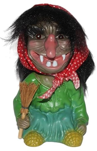 RAKSO Souvenir Wackel Figur Hexe klein Wackelfigur Deko Sammlerfigur Original mit beweglichem Kopf H 15 cm
