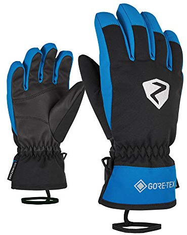 Ziener Kinder Larino Ski-Handschuhe/Wintersport | Gore-Tex, wasserdicht, Lange Stulpe, Black.Persian Blue, 3,5