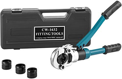Mophorn CW-1632 Pinza a Crimpare per Tubi da 16, 20, 25, 32 mm, Impugnatura in Gomma