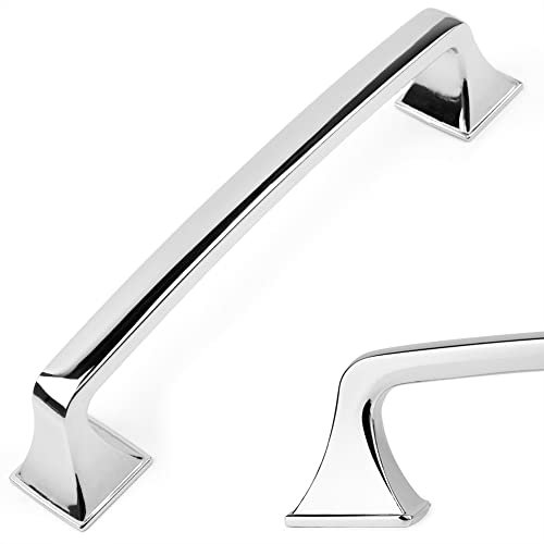 KOOFIZO Großer quadratischer Fuß Schrankbogen Zug – Chrom-Möbelgriff, 128 mm Schraubenabstand, 10 Stück für Küchenschranktür, Schlafzimmerkommode, Badezimmer-Kleiderschrank Hardware