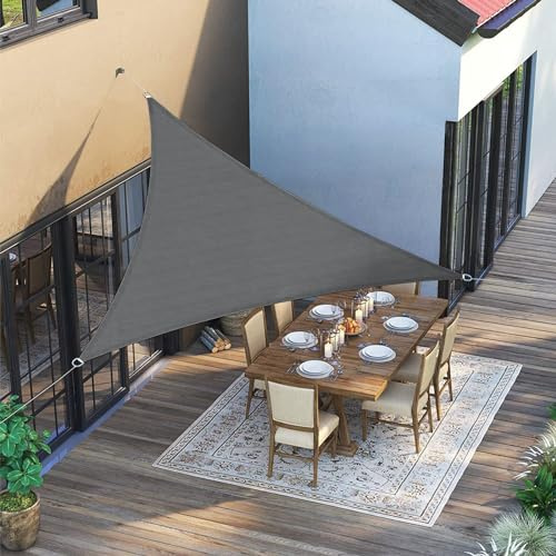 SUNNY GUARD Toldo Vela de Sombra Triangular 3x3x3m HDPE Transpirable protección UV para Patio,Jardín, Exteriores, Terraza, Color Gris Antracita