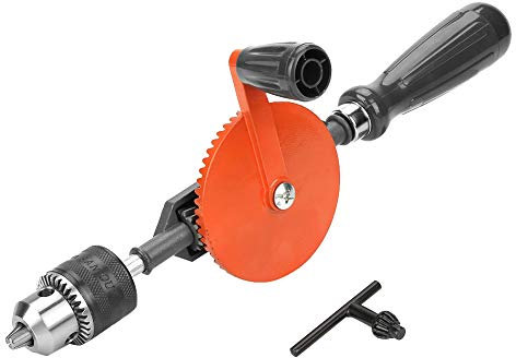 Trapano a manovella a doppio pignone Trapano a mano portatile mini manuale per lavorazione del legno Trapano a mano regolabile con mandrino per legno plastica(3/8 Inch)
