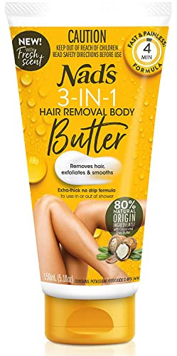 Nad's 3n1 Gentle & Soothing Body & Legs Hair Removal Butter For Women, Sensitive Depilatory For All Skin Types (21103), 5.1 Fl Oz (Pack of 1)