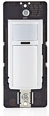 Leviton Motion Sensor Light Switch, Motion Activated, Auto-On/Auto-Off or Manual-On, 2A, No Neutral Wire Required, Single Pole, DOS02-LW, White