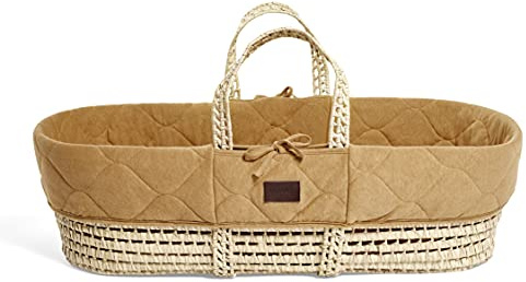 The Little Green Sheep Natural Quilted Moses Basket & Mattress - Honey, FN010G