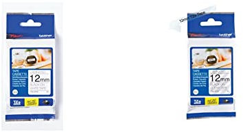 Brother Original P-touch Schriftband TZe-231S 12 mm, schwarz auf weiß laminiert & Original P-touch Schriftband TZe-131S 12 mm, schwarz auf transparent 4 m lang