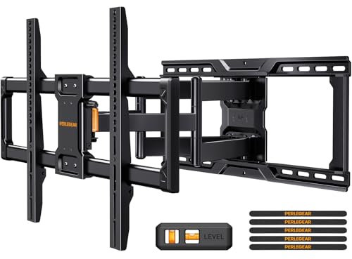 Perlegear UL-Listed Full Motion TV Wall Bracket for 42–90 Inch TVs up to 68 KG, Universal Dual Arm TV Bracket with Tool-Free Tilt, Swivel, Extension, Max VESA 600 x 400mm, PGLF16