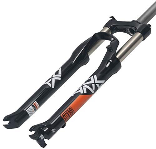 QHY MTB Fahrrad Federgabel 26 27.5 29 Straight 1-1/8 Fahrradgabel Öl/Frühling Federweg 100mm Scheibenbremse Manuelle Sperre QR 9mm HL 2420G (Color : Orange A, Size : 26in)