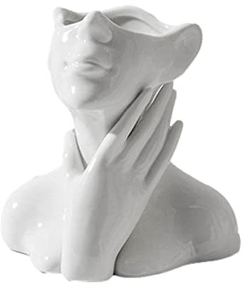 A/A Keramik Vase - Keramik Blumenvase mit Gesichtsgestaltung - Kopf Gesicht Vase - Pflanzer Blumendekor Vase Dekoration für Zuhause, Büro, Garten