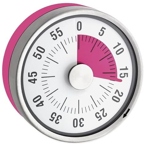 TimeTEX Zeitdauer-Uhr Automatik Compact - mit Pinker Scheibe - mit Magnet - zeigt Restzeit an - Durchmesser 78 mm - läuft ohne Batterien - 61964